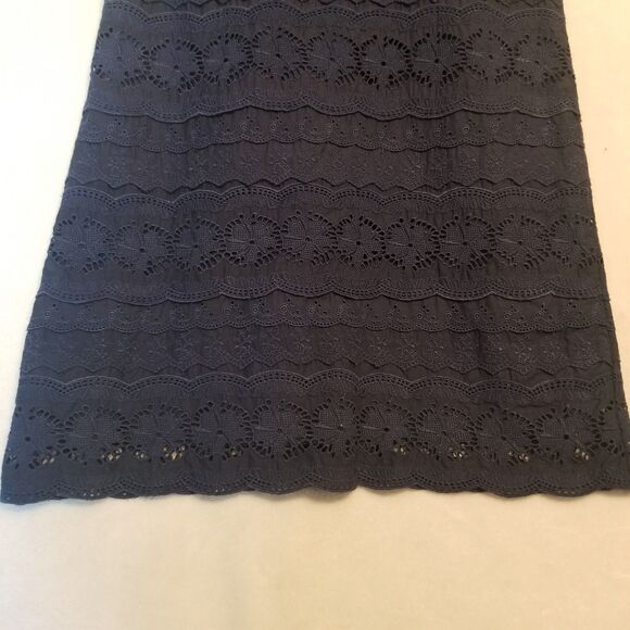Banana Republic 4 Dress Knee Length Navy Blue Lace 100% Cotton Preppy Bohemian - Picture 2 of 11